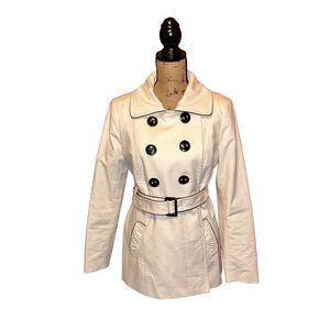 Womens Dalia Collection cream trench coat size L
